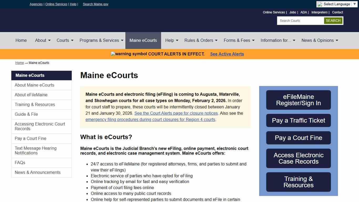 Maine eCourts: State of Maine Judicial Branch