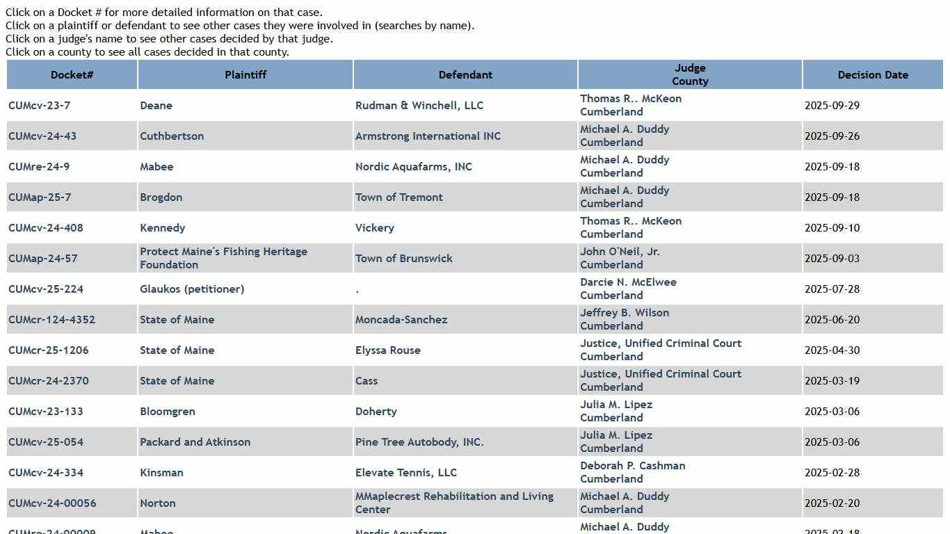 Superior Court Database
